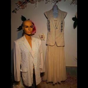 White beaded suit jacket